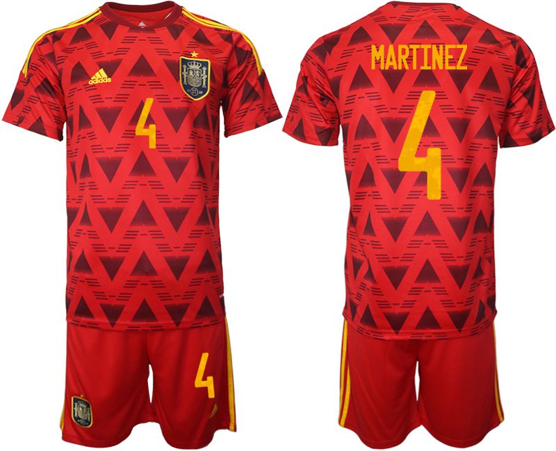 Men 2022 World Cup National Team Spain home red #4 Soccer Jersey->united states jersey->Soccer Country Jersey